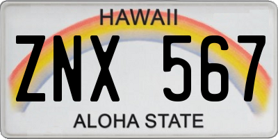 HI license plate ZNX567