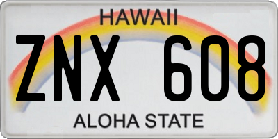 HI license plate ZNX608