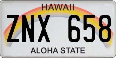 HI license plate ZNX658