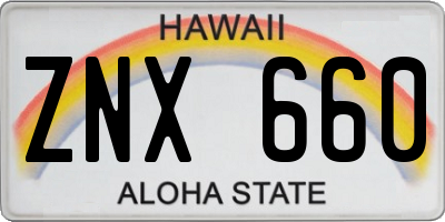 HI license plate ZNX660