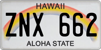 HI license plate ZNX662