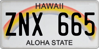 HI license plate ZNX665