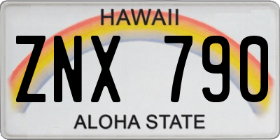 HI license plate ZNX790