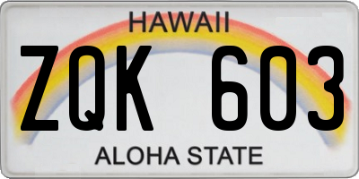 HI license plate ZQK603
