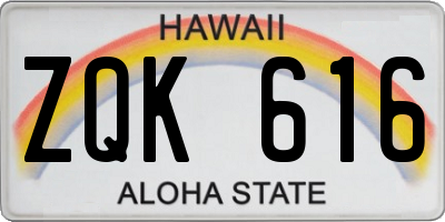 HI license plate ZQK616