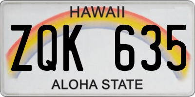 HI license plate ZQK635