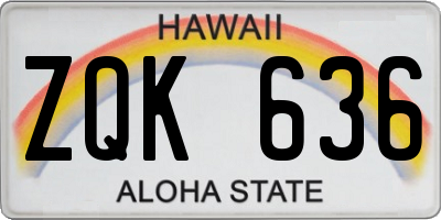 HI license plate ZQK636