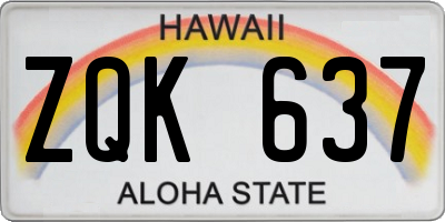 HI license plate ZQK637