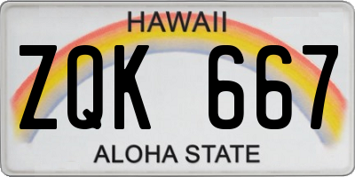 HI license plate ZQK667