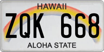 HI license plate ZQK668