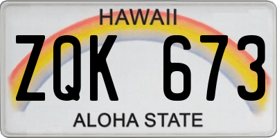 HI license plate ZQK673
