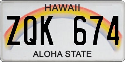 HI license plate ZQK674