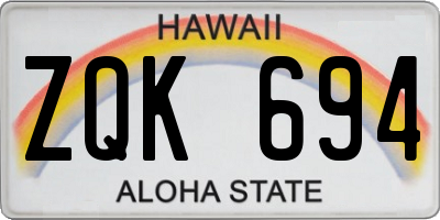 HI license plate ZQK694