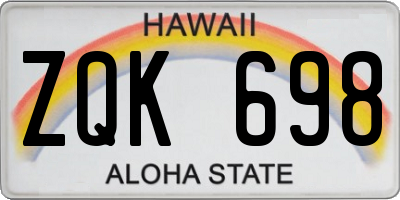 HI license plate ZQK698