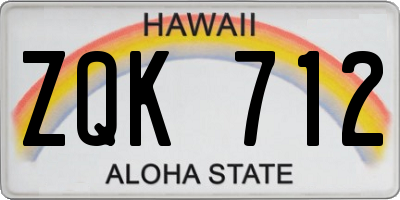 HI license plate ZQK712
