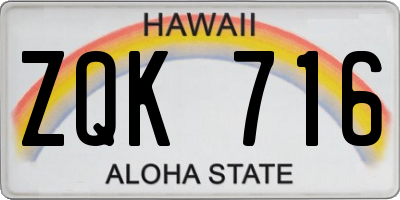 HI license plate ZQK716