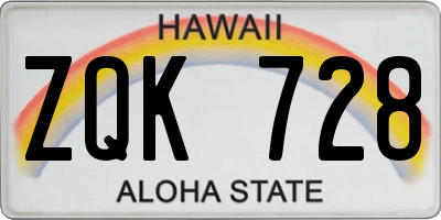 HI license plate ZQK728