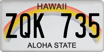 HI license plate ZQK735