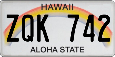 HI license plate ZQK742