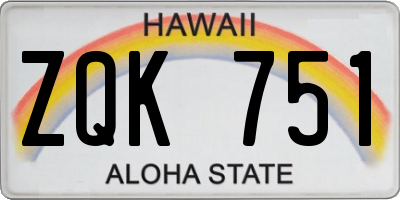 HI license plate ZQK751