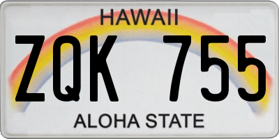 HI license plate ZQK755