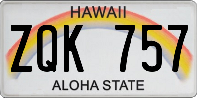 HI license plate ZQK757