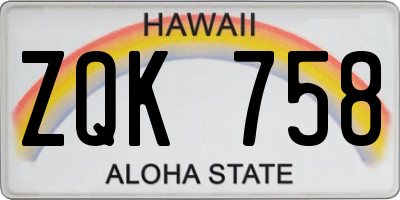 HI license plate ZQK758