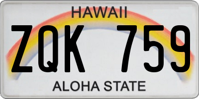 HI license plate ZQK759