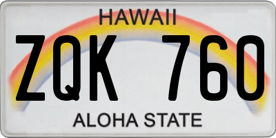 HI license plate ZQK760