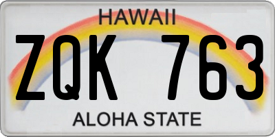 HI license plate ZQK763
