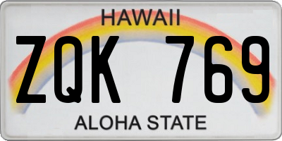 HI license plate ZQK769
