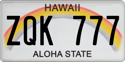 HI license plate ZQK777