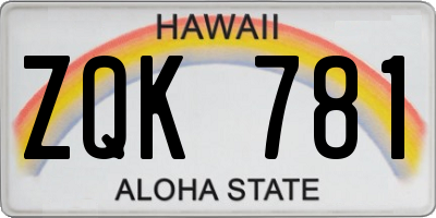 HI license plate ZQK781
