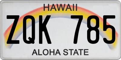 HI license plate ZQK785