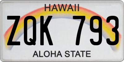 HI license plate ZQK793