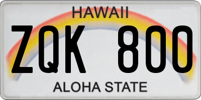 HI license plate ZQK800
