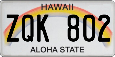 HI license plate ZQK802