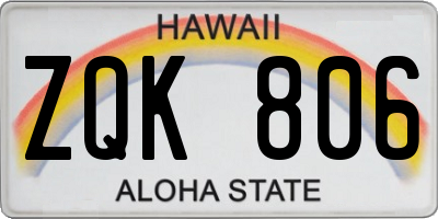 HI license plate ZQK806