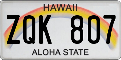 HI license plate ZQK807