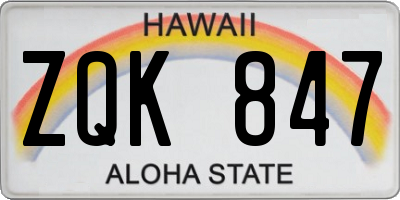HI license plate ZQK847