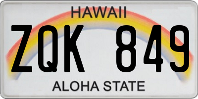 HI license plate ZQK849