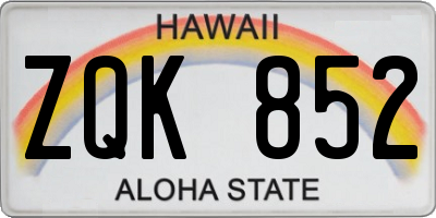 HI license plate ZQK852