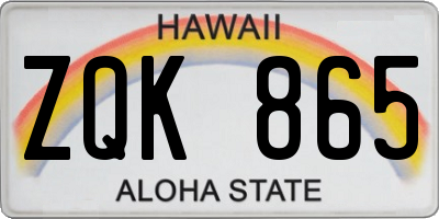 HI license plate ZQK865