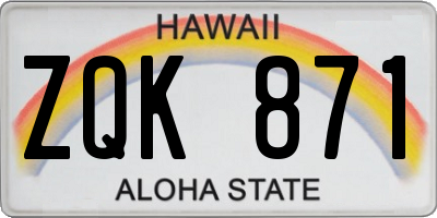 HI license plate ZQK871