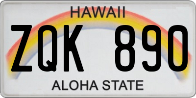 HI license plate ZQK890
