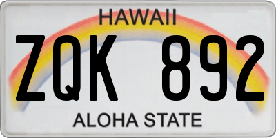 HI license plate ZQK892