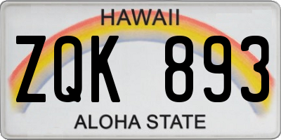 HI license plate ZQK893