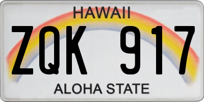 HI license plate ZQK917