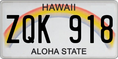 HI license plate ZQK918