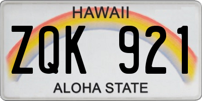HI license plate ZQK921